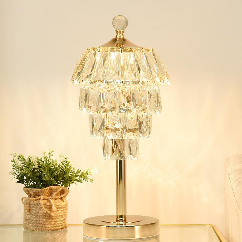 Round Square Crystal Metal Table Lamp