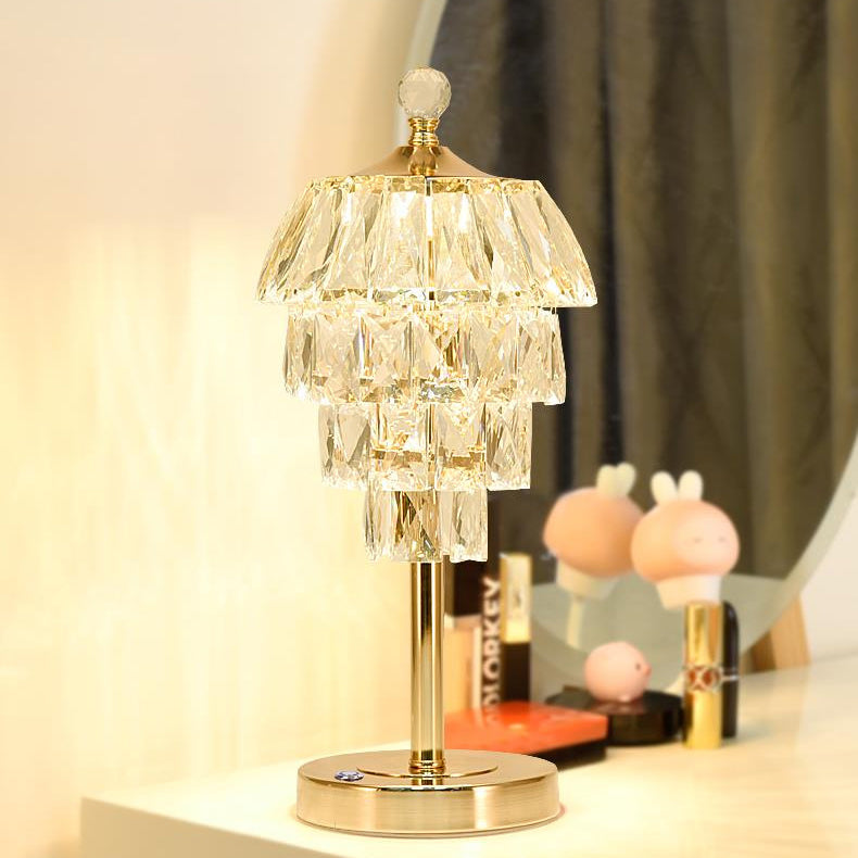 Round Square Crystal Metal Table Lamp