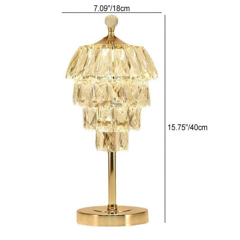 Round Square Crystal Metal Table Lamp
