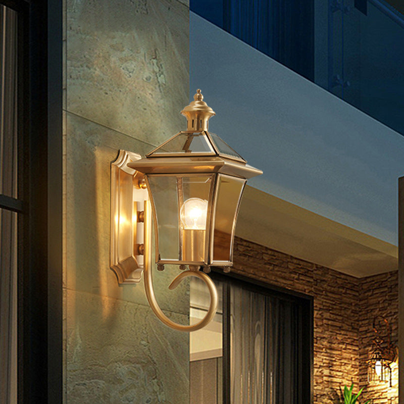 Quadrangle Candle Holder Copper Outdoor Light
