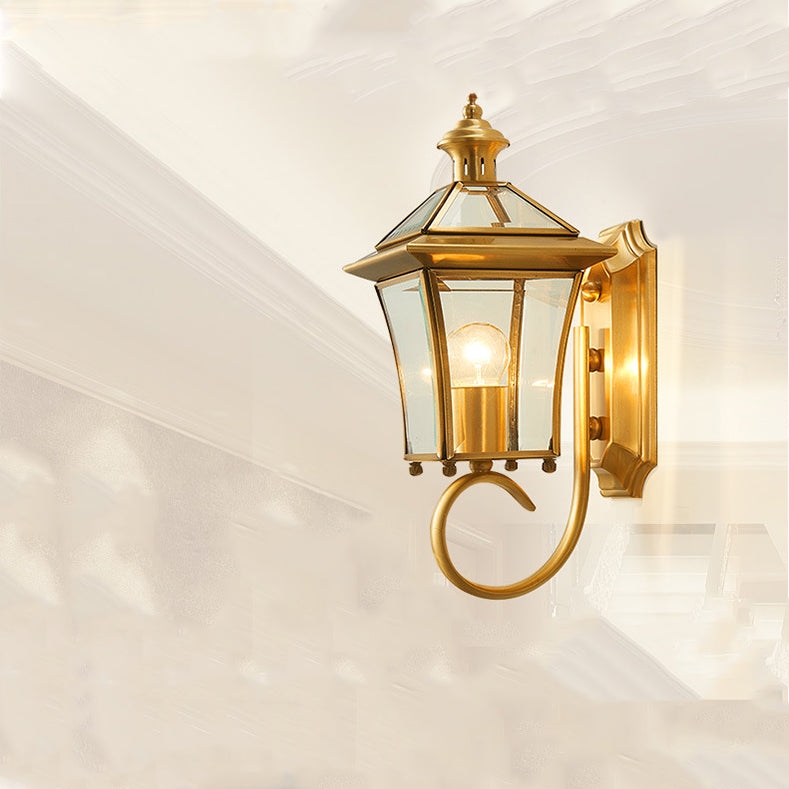 Quadrangle Candle Holder Copper Outdoor Light