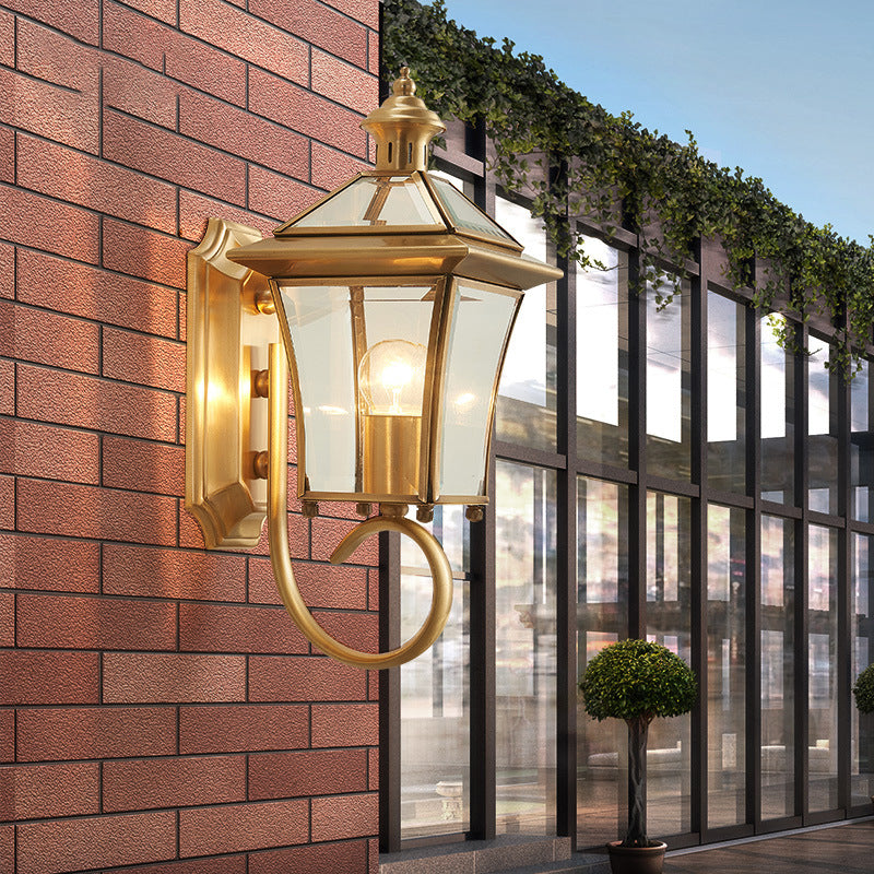 Quadrangle Candle Holder Copper Outdoor Light