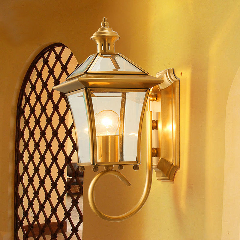 Quadrangle Candle Holder Copper Outdoor Light