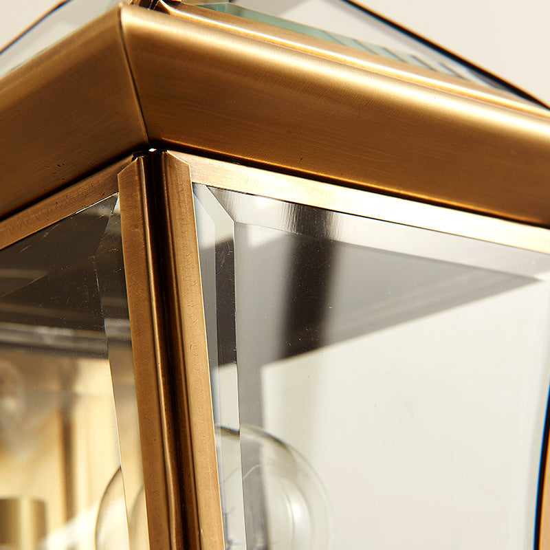 Quadrangle Candle Holder Copper Outdoor Light