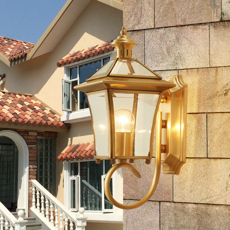 Quadrangle Candle Holder Copper Outdoor Light