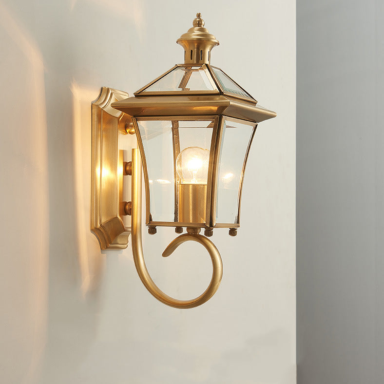 Quadrangle Candle Holder Copper Outdoor Light