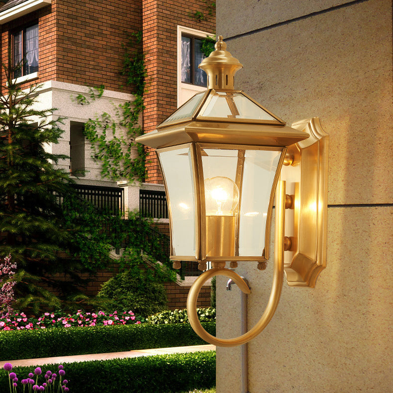 Quadrangle Candle Holder Copper Outdoor Light