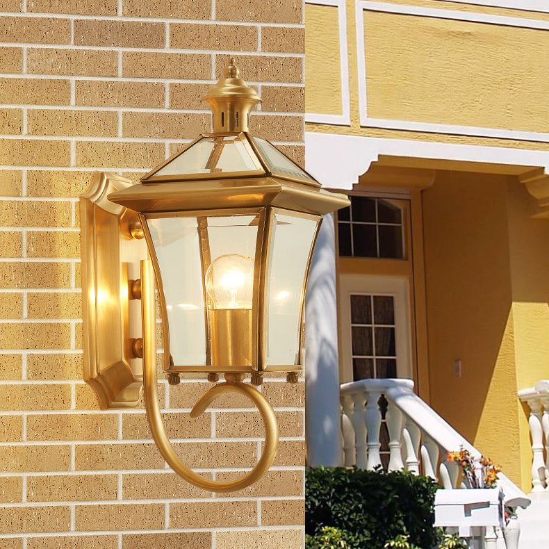 Quadrangle Candle Holder Copper Outdoor Light