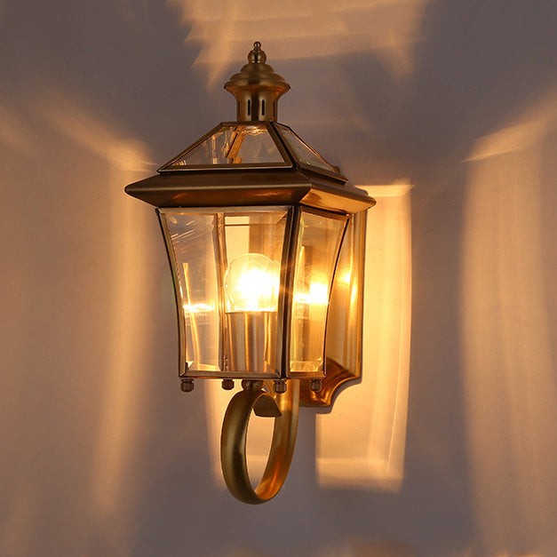 Quadrangle Candle Holder Copper Outdoor Light