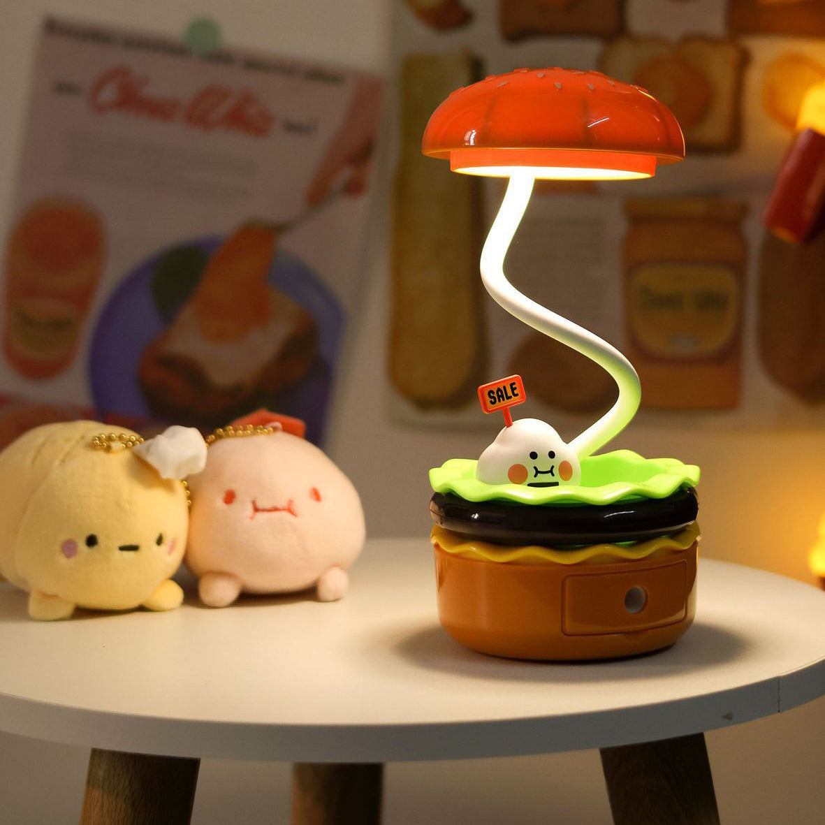 Hamburger Plastic Bedroom Table Lamp