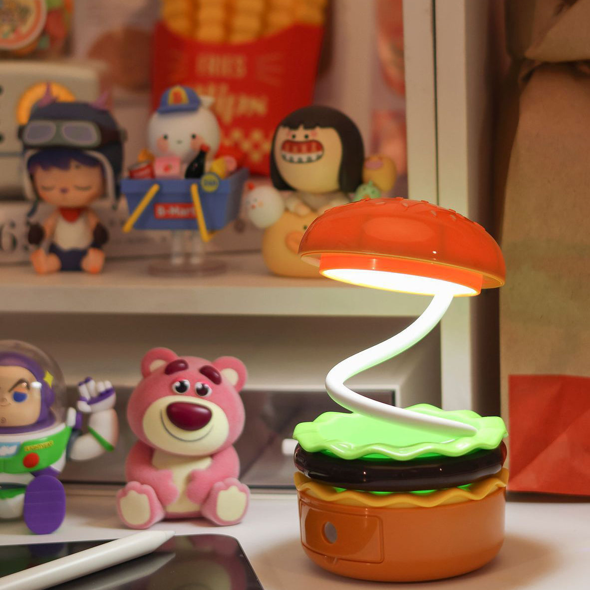 Hamburger Plastic Bedroom Table Lamp