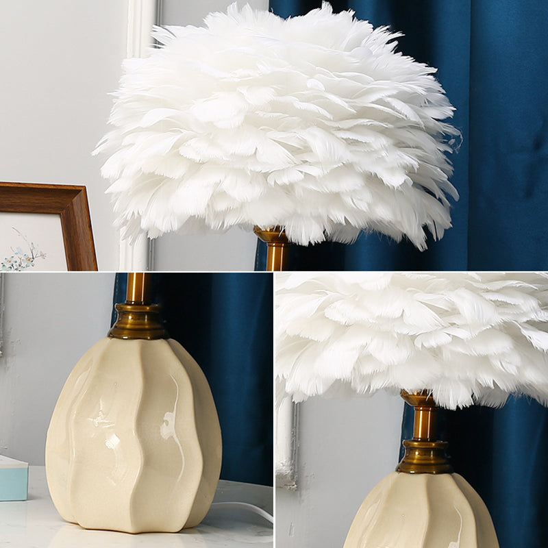 Round Ripple Ceramic Iron Table Lamp