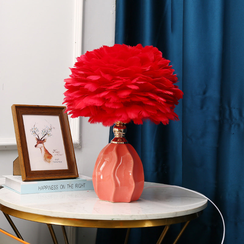 Round Ripple Ceramic Iron Table Lamp