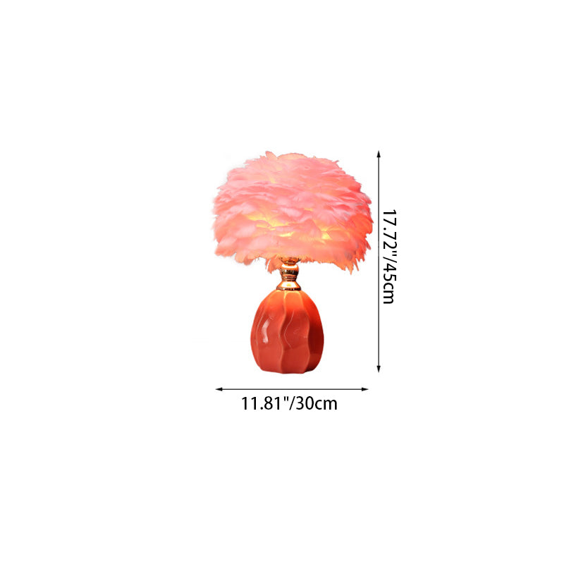 Round Ripple Ceramic Iron Table Lamp
