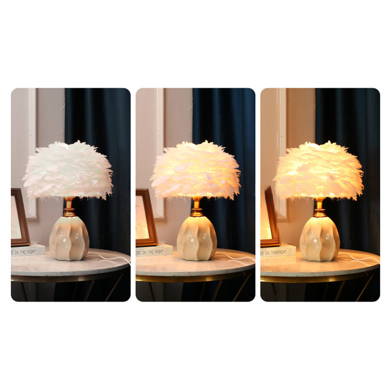 Round Ripple Ceramic Iron Table Lamp