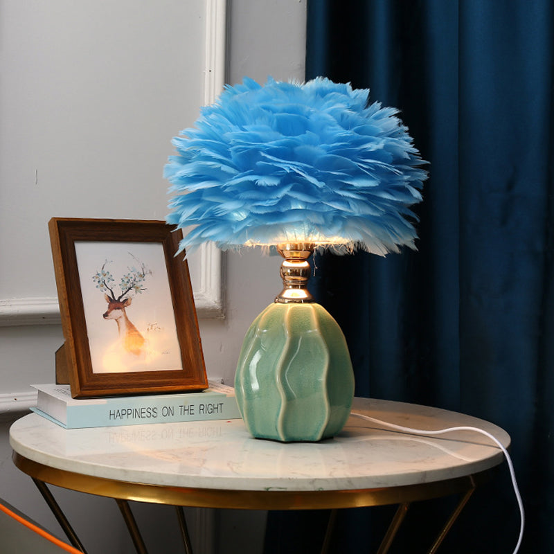 Round Ripple Ceramic Iron Table Lamp