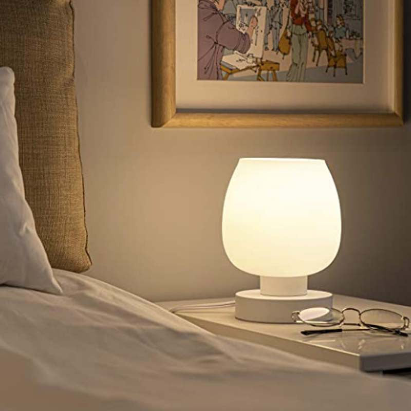 Round Glass Iron Bedroom Table Lamp