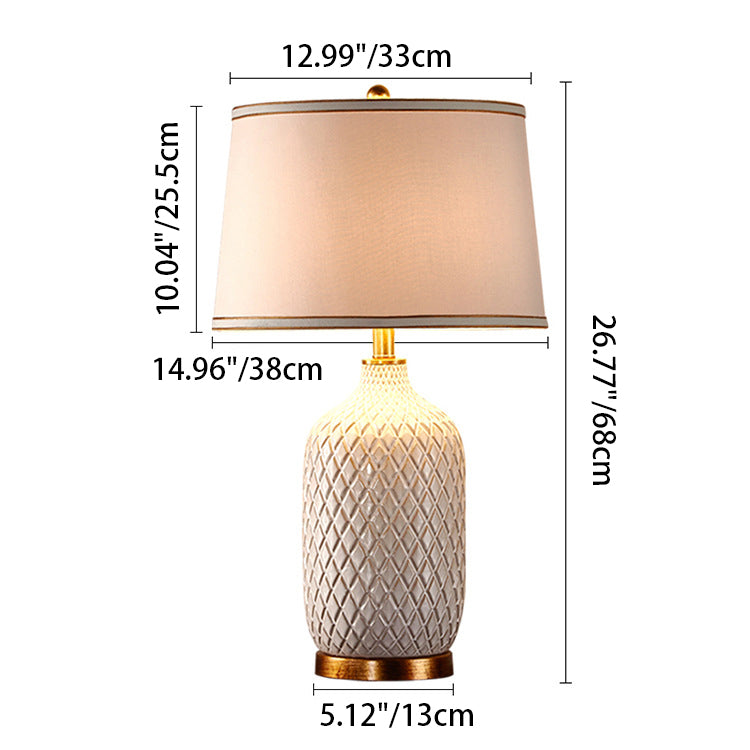 Checkered Vase Ceramic Cylinder Table Lamp
