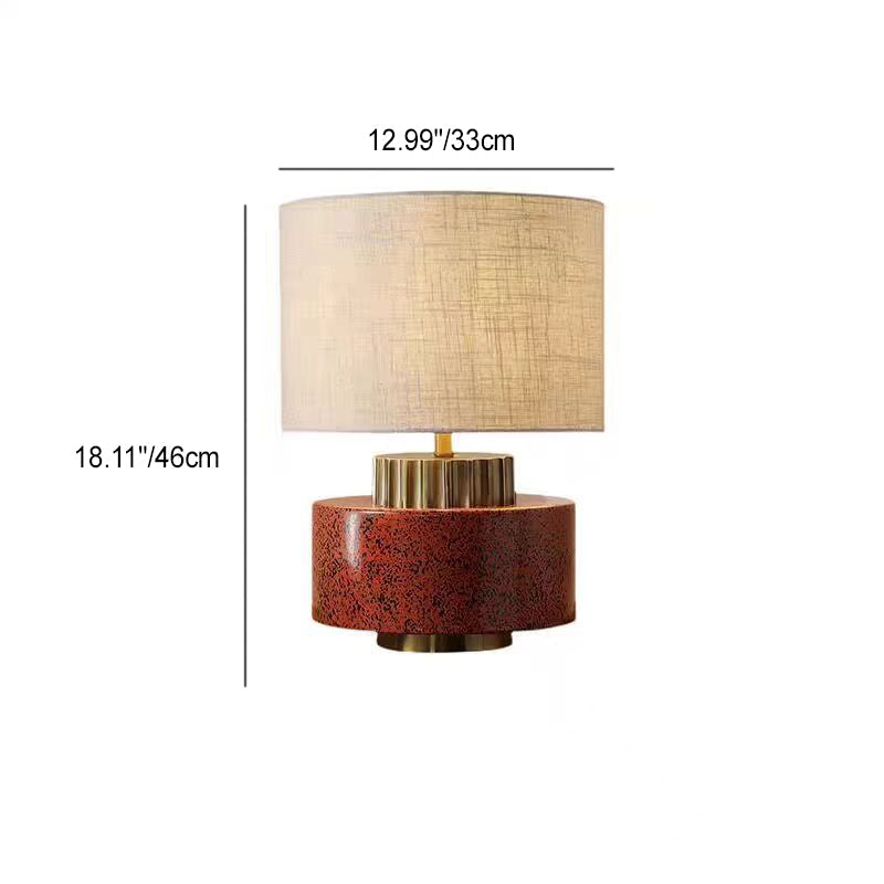 Round Cylinder Ceramic Fabric Table Lamp