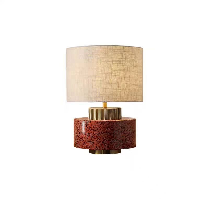 Round Cylinder Ceramic Fabric Table Lamp