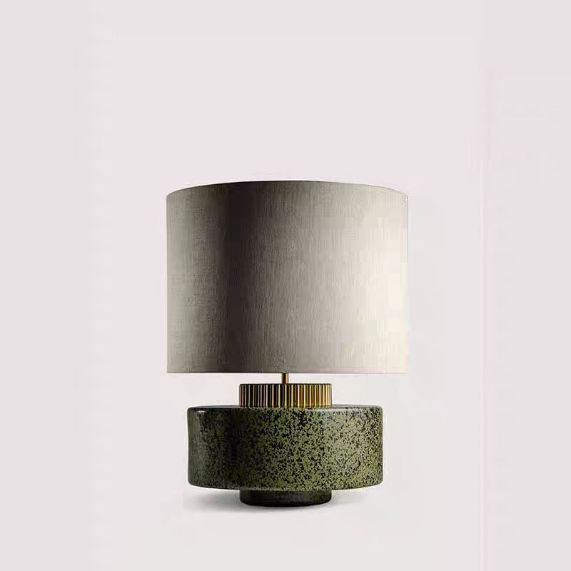 Round Cylinder Ceramic Fabric Table Lamp