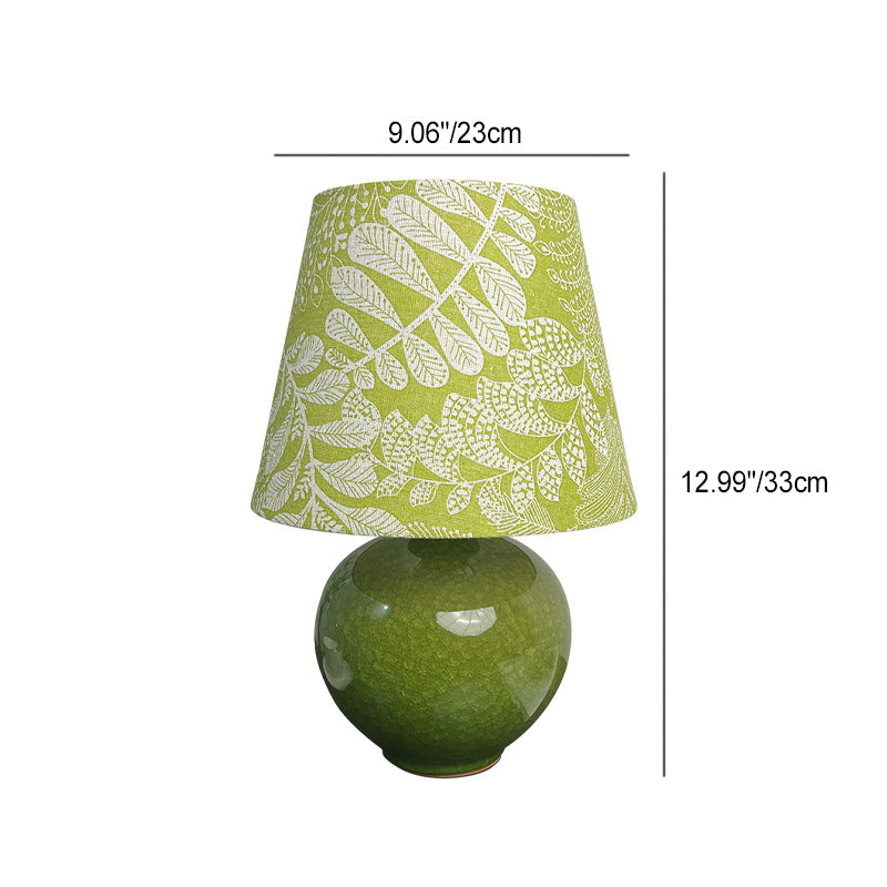 Round Vase Ceramic Leaf Table Lamp
