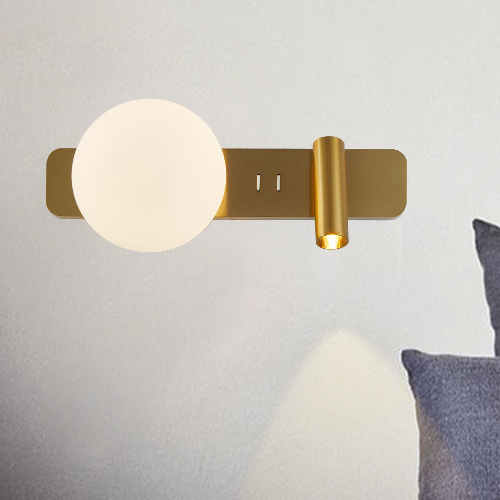 Rectangle Round Globe Aluminum Wall Lamp