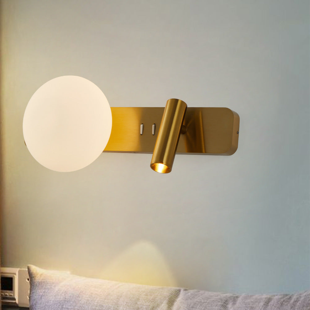 Rectangle Round Globe Aluminum Wall Lamp