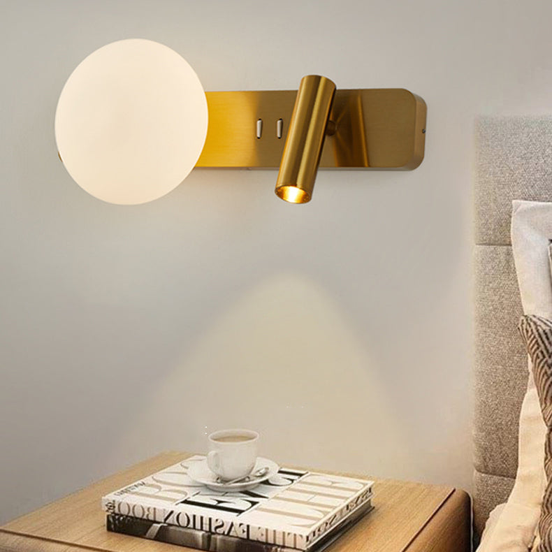 Rectangle Round Globe Aluminum Wall Lamp
