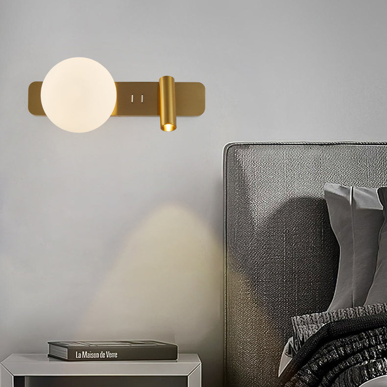 Rectangle Round Globe Aluminum Wall Lamp