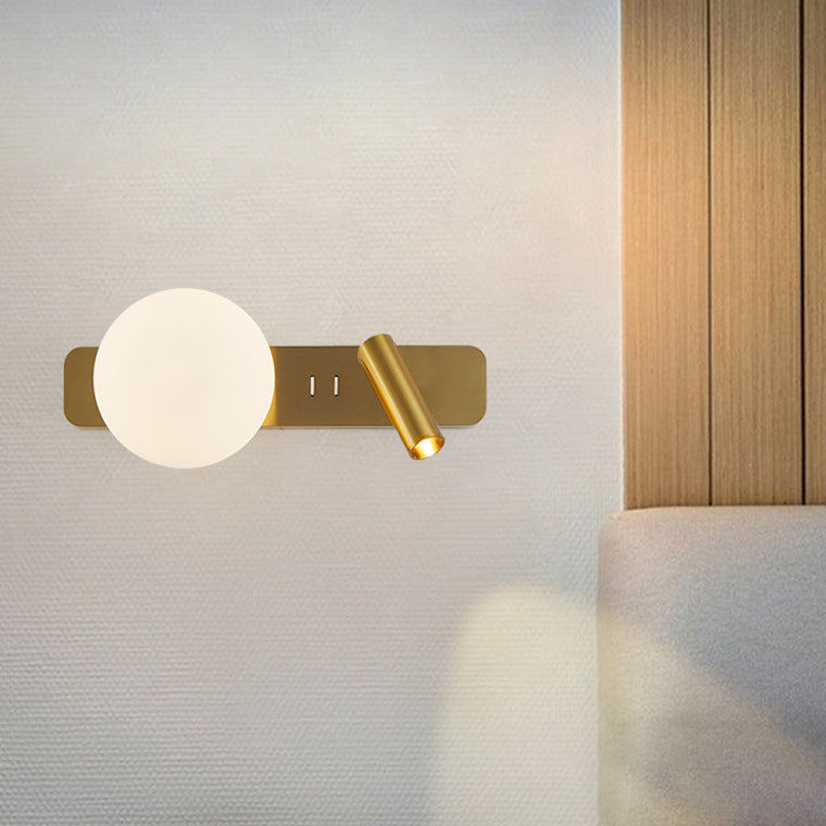 Rectangle Round Globe Aluminum Wall Lamp
