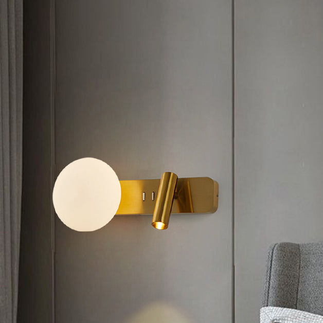 Rectangle Round Globe Aluminum Wall Lamp