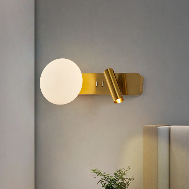 Rectangle Round Globe Aluminum Wall Lamp