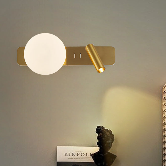 Rectangle Round Globe Aluminum Wall Lamp