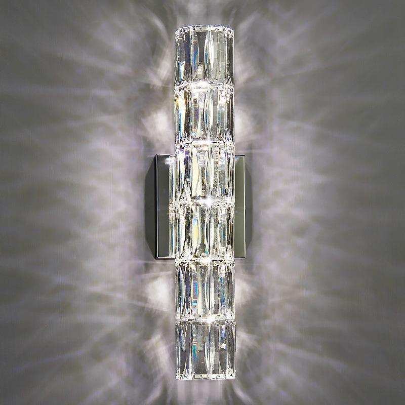 Cylindrical Stainless Steel Crystal 4-Light Wall Lamp