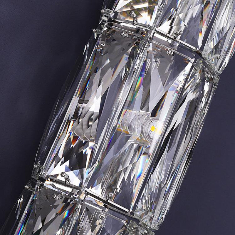 Cylindrical Stainless Steel Crystal 4-Light Wall Lamp