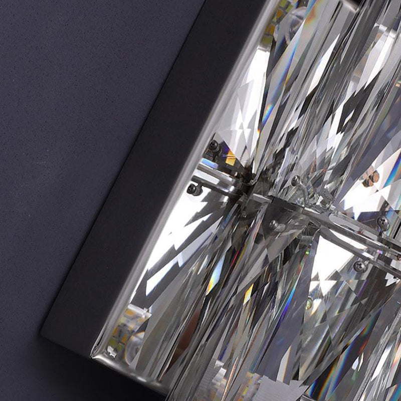 Cylindrical Stainless Steel Crystal 4-Light Wall Lamp