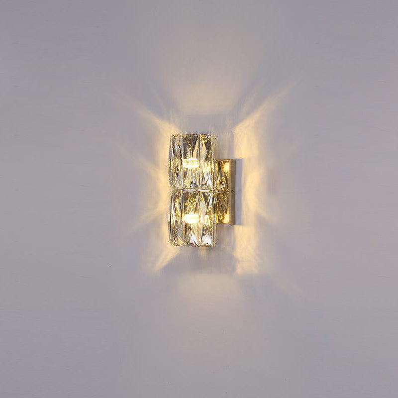 Cylindrical Stainless Steel Crystal 4-Light Wall Lamp