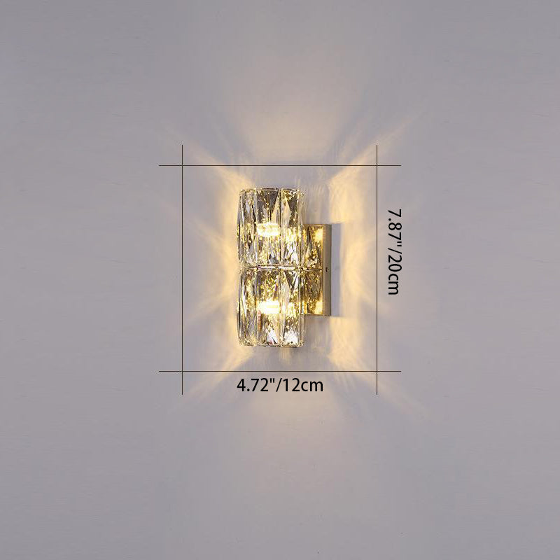 Cylindrical Stainless Steel Crystal 4-Light Wall Lamp
