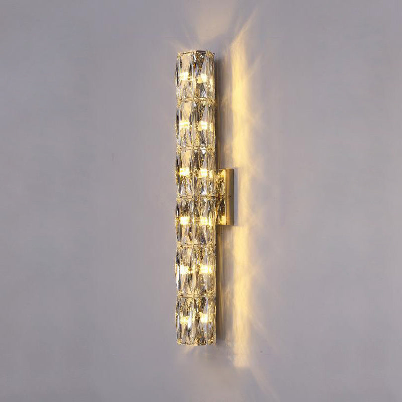 Cylindrical Stainless Steel Crystal 4-Light Wall Lamp