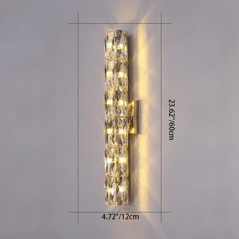Cylindrical Stainless Steel Crystal 4-Light Wall Lamp