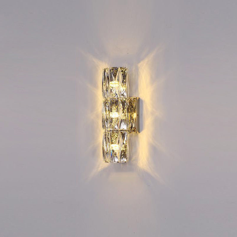 Cylindrical Stainless Steel Crystal 4-Light Wall Lamp