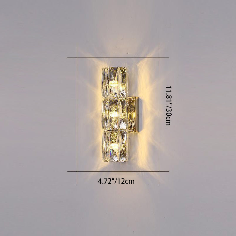 Cylindrical Stainless Steel Crystal 4-Light Wall Lamp