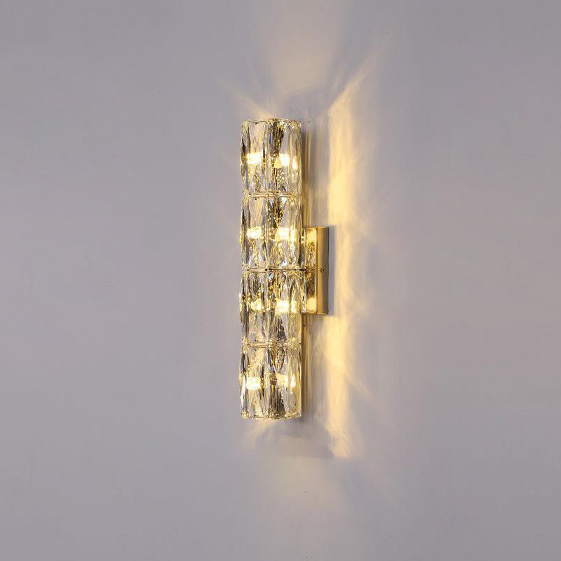 Cylindrical Stainless Steel Crystal 4-Light Wall Lamp