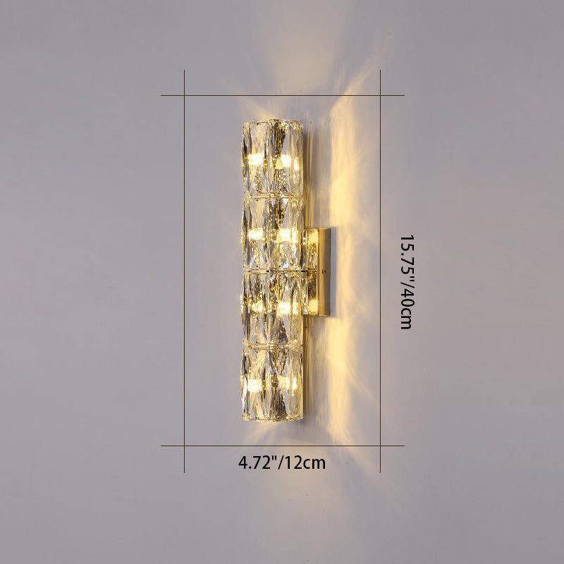 Cylindrical Stainless Steel Crystal 4-Light Wall Lamp