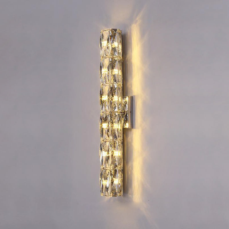 Cylindrical Stainless Steel Crystal 4-Light Wall Lamp
