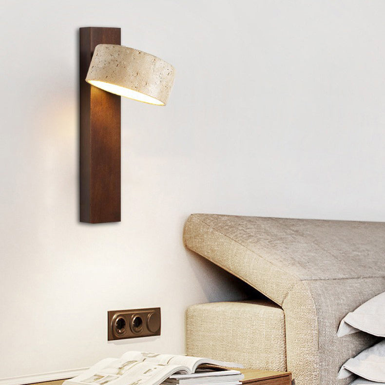 Rectangle Round Yellow Travertine Wall Lamp