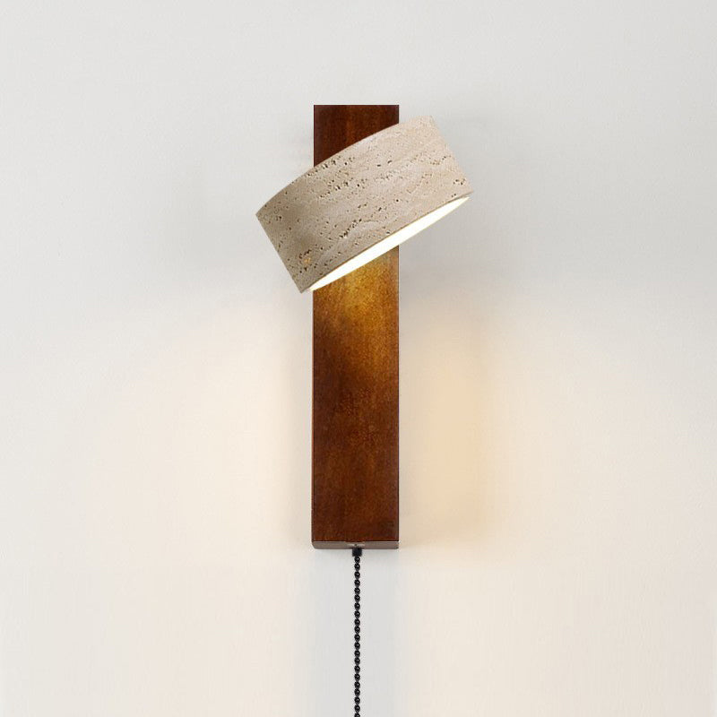 Rectangle Round Yellow Travertine Wall Lamp