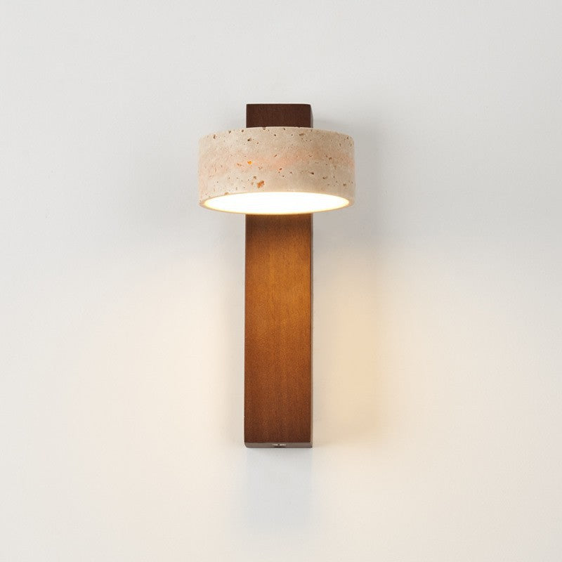 Rectangle Round Yellow Travertine Wall Lamp