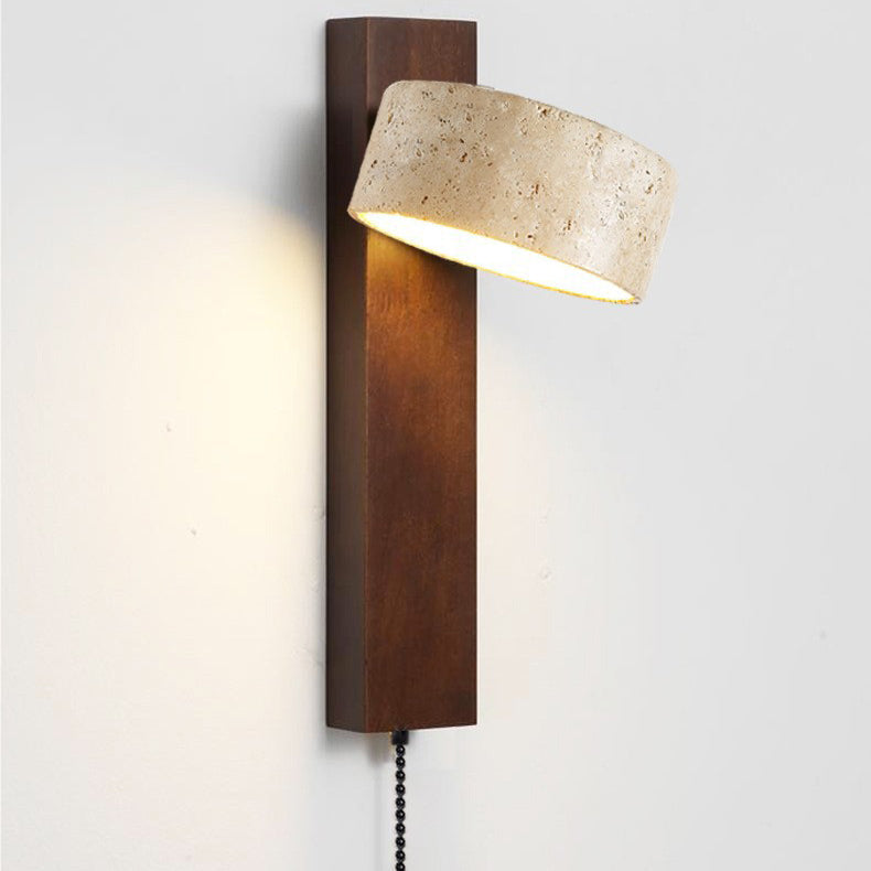 Rectangle Round Yellow Travertine Wall Lamp
